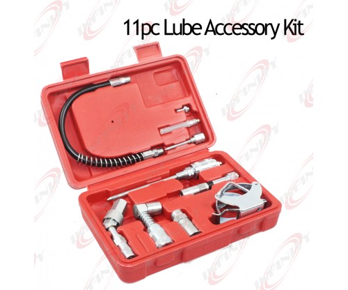 11 pcs Heavy-Duty Lube Accessory Kit Grease Lubrication 12" flexible hose Needle